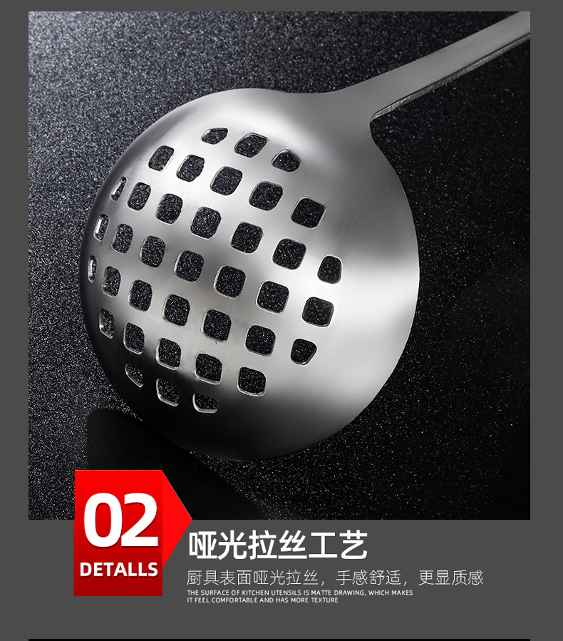 Kitchen Tools Thickened Stainless Steel Frying Spatula Soup Spoon and Strainer 360 Rotating Rack Cooking Cookware