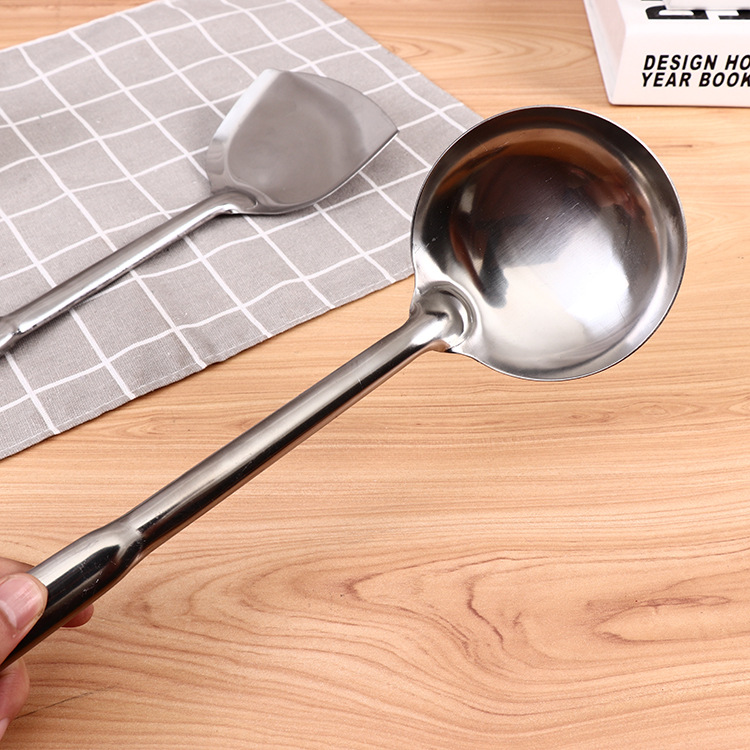 Factory Direct Supply 08cm Extra Thick Stainless Steel Square Handle Shovel Cooking Shovel Household Spatula 2 Yuan Store Promotion Price