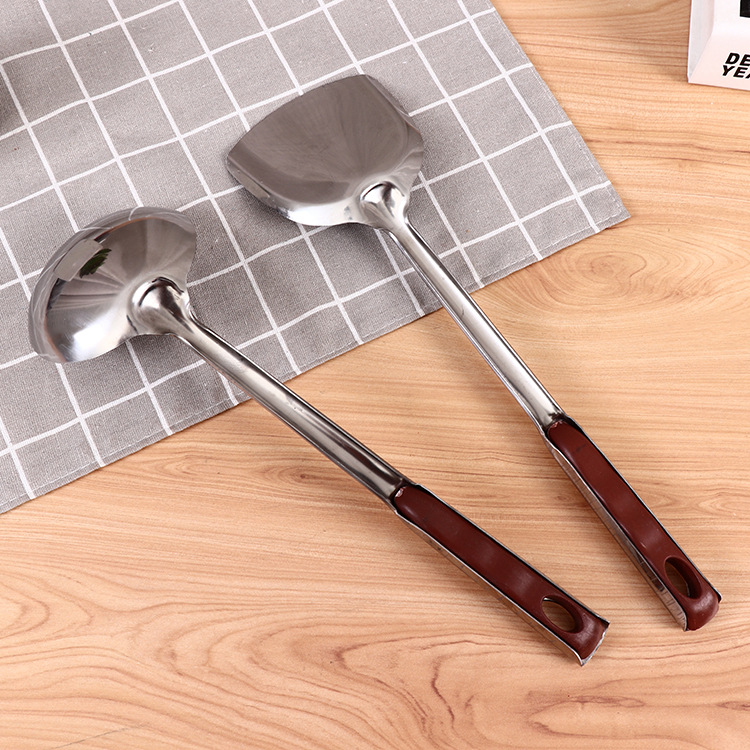 Factory Direct Supply 08cm Extra Thick Stainless Steel Square Handle Shovel Cooking Shovel Household Spatula 2 Yuan Store Promotion Price