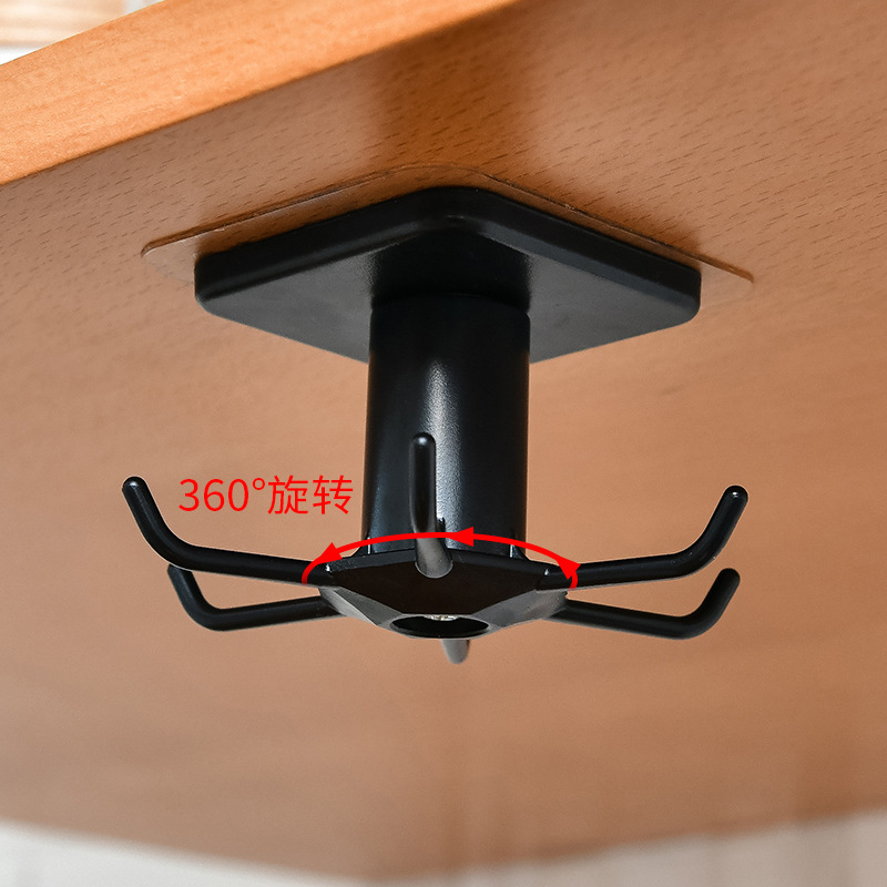 Punch-Free Kitchen Wall Mounted Storage Rack Storage Rack Rotating Hook Spatula Spoon Kitchenware Supplies Wall-Mounted Artifact