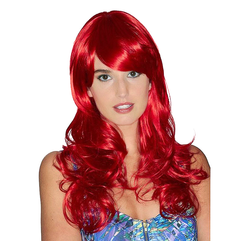 Hot Selling Foreign Trade Wig Cosplay Mermaid Big Wave 60cm Long Curly Hair Red Factory Spot Wholesale Hot Selling Foreign Trade Wig Cosplay Mermaid Big Wave 60cm Long Curly Hair Red Factory Spot Wholesale