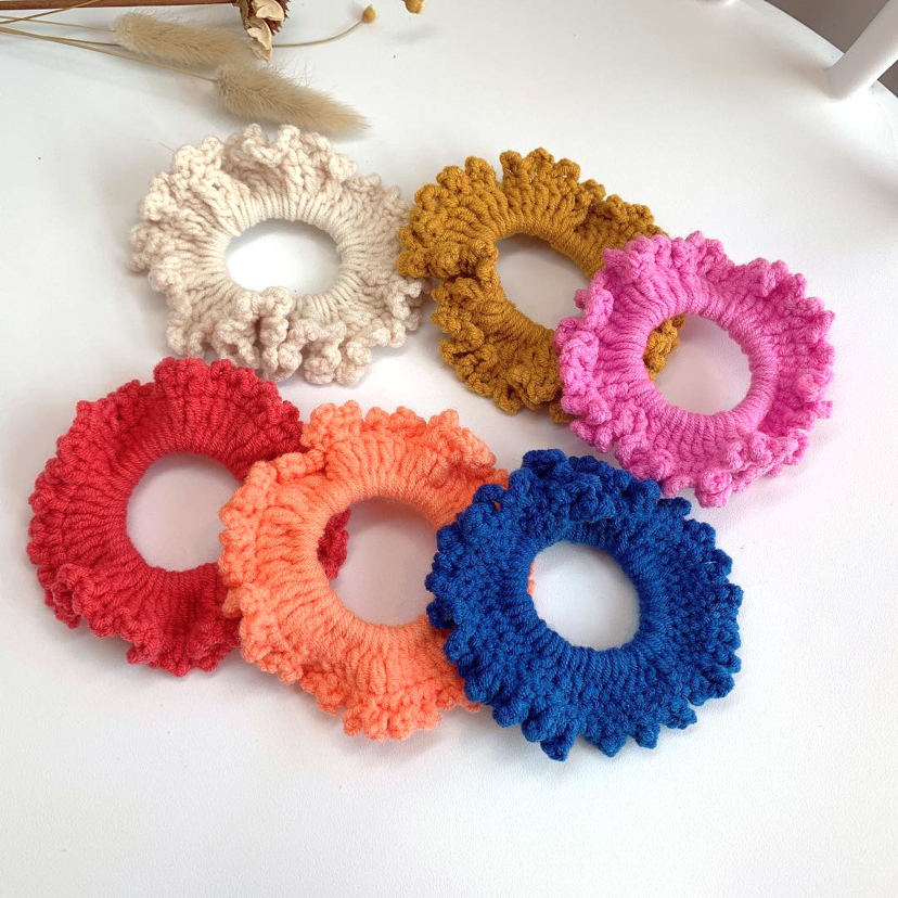 Internet Celebrity Autumn and Winter New Candy Color Wave Hand-Woven Wool Large Intestine Ring Hair Ring Warm Color Girl's Heart Hair Accessories Internet Celebrity Autumn and Winter New Candy Color Wave Hand-Woven Wool Large Intestine Ring Hair Ring Warm Color Girl's Heart Hair Accessories