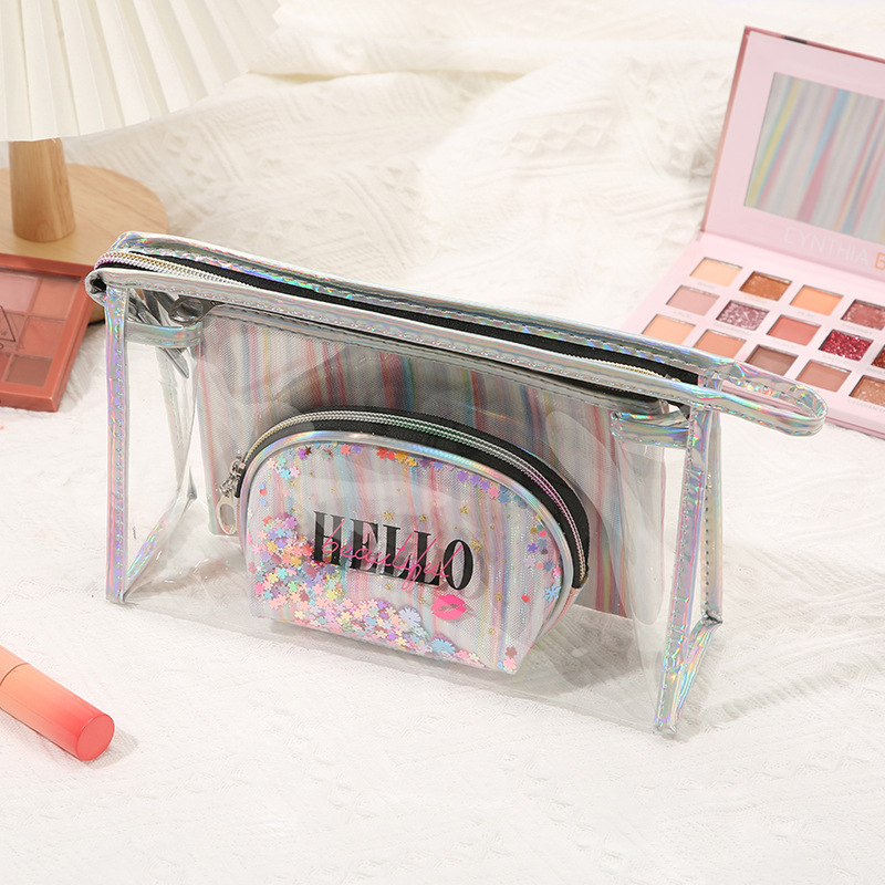 PVC Cosmetic Bag Set Personal Hygiene Bag Storage Bag Transparent Colorful Three-Piece Large Capacity Travel Portable Cosmetic Bag PVC Cosmetic Bag Set Personal Hygiene Bag Storage Bag Transparent Colorful Three-Piece Large Capacity Travel Portable Cosmetic Bag