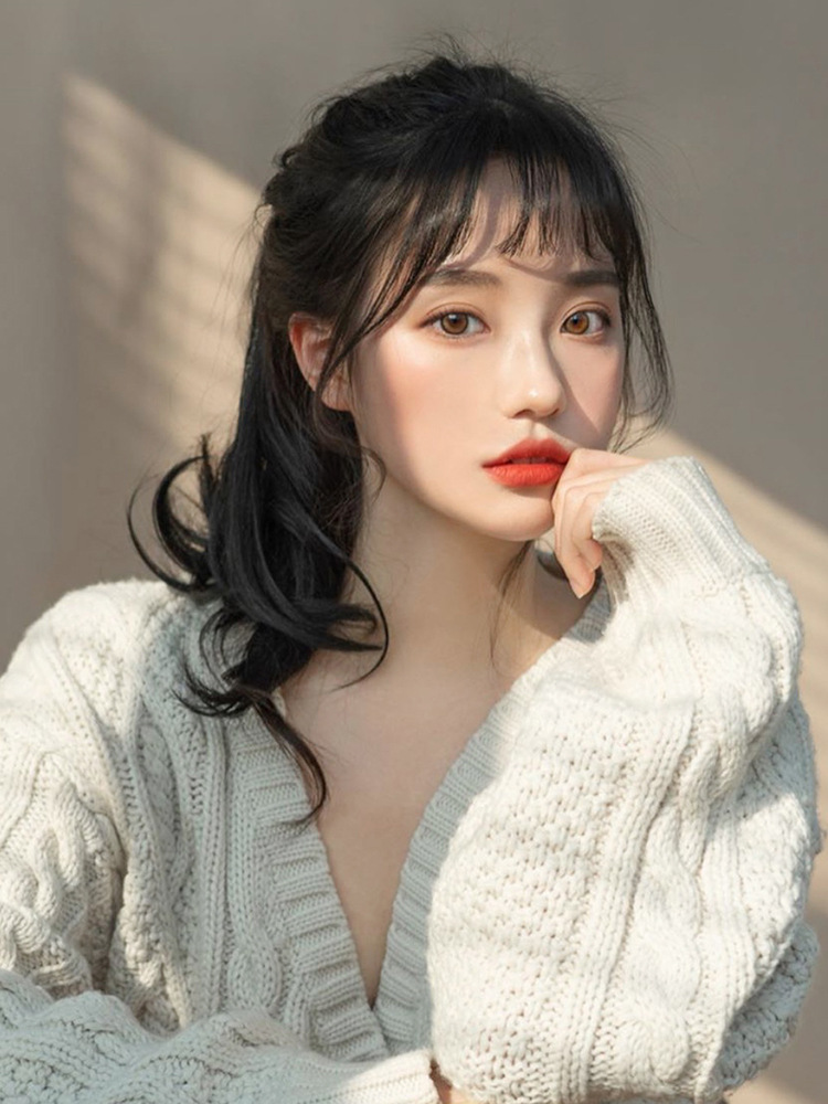 Long Hair Internet Celebrity Grip MidLength Curly Hair Large Wave Natural Micro Roll Pear Flower Strap High Ponytail