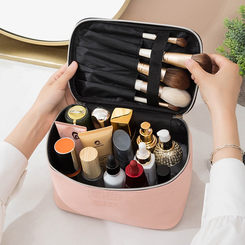 New Internet Hot Korean Style Solid Color Cosmetic Bag Portable Waterproof Large Capacity Wash Bag Cosmetics Handbag Storage Bag