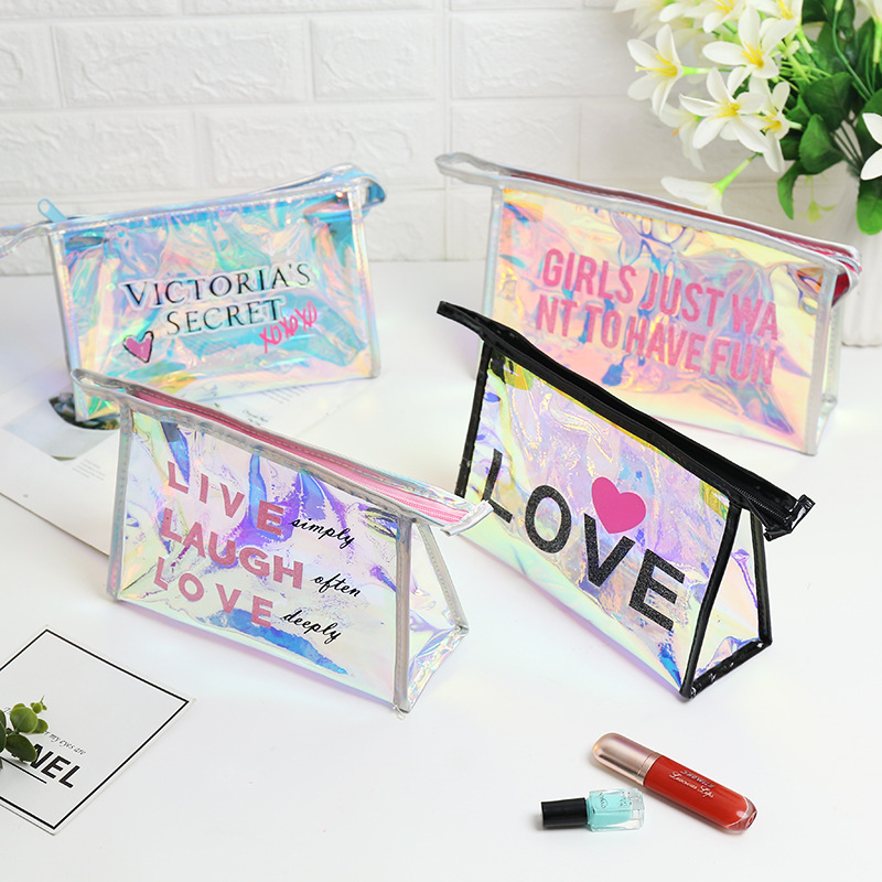 Printed Lettered Make-up Bag Women's Transparent Storage Bag Fashion Trending Cosmetic Bag Travel Storage Bag Wash Bag