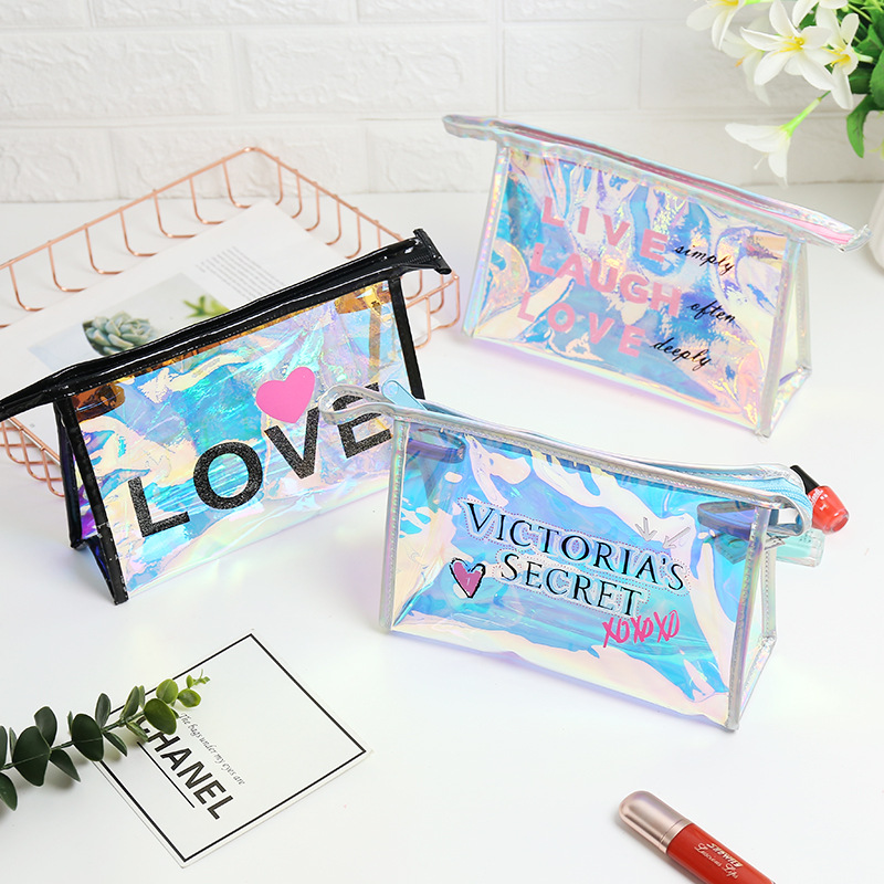 Printed Lettered Make-up Bag Women's Transparent Storage Bag Fashion Trending Cosmetic Bag Travel Storage Bag Wash Bag