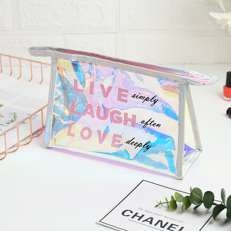 Printed Lettered Make-up Bag Women's Transparent Storage Bag Fashion Trending Cosmetic Bag Travel Storage Bag Wash Bag