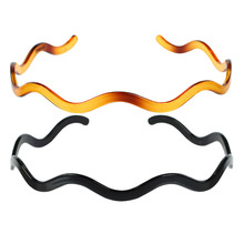 Foreign Trade Popular Style Retro Trendy Headband Polycarbonate (PC) Bright Black Toothed Spray Paint Headband Wholesale Love Wave Head Buckle Hair Accessories