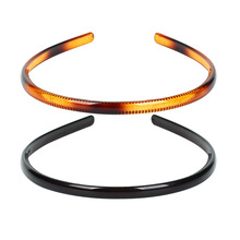 Foreign Trade Popular Style Retro Trendy Headband Polycarbonate (PC) Bright Black Toothed Spray Paint Headband Wholesale Love Wave Head Buckle Hair Accessories