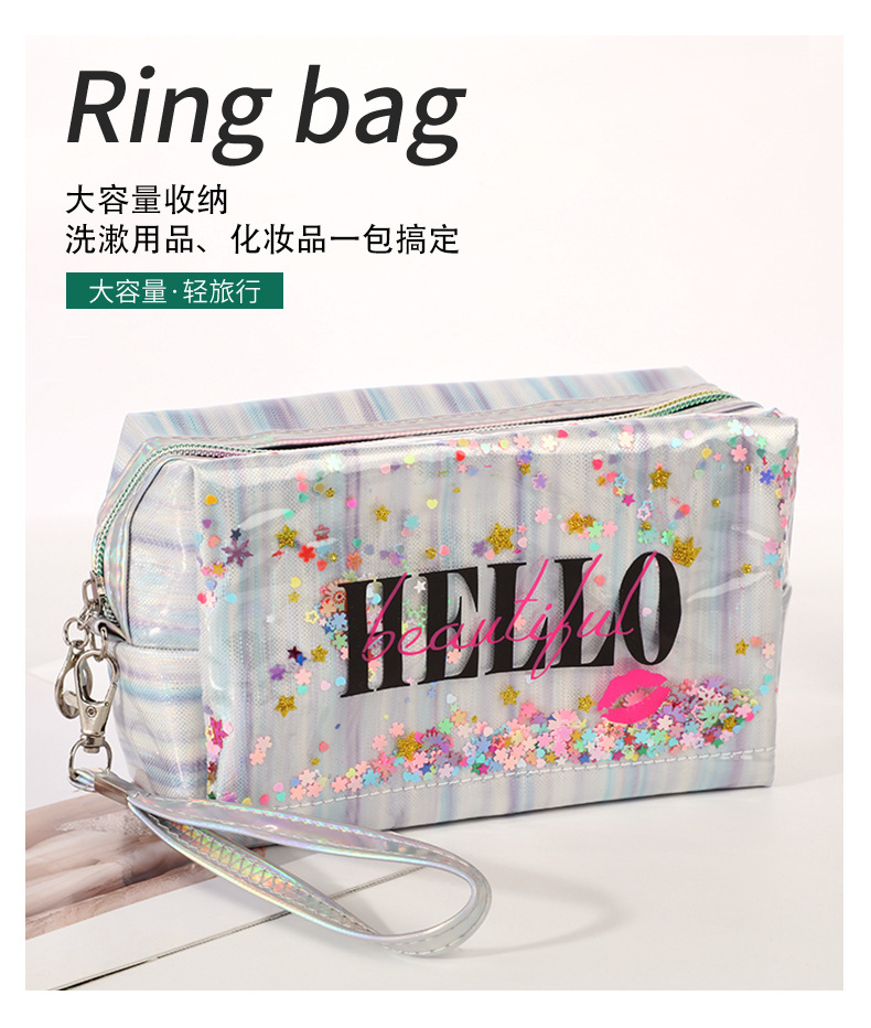 Korean Laser Quicksand Straight Bar Cosmetic Bag Travel Large Capacity PVC Wash Bag Portable Octagonal Storage Bag Korean Laser Quicksand Straight Bar Cosmetic Bag Travel Large Capacity PVC Wash Bag Portable Octagonal Storage Bag