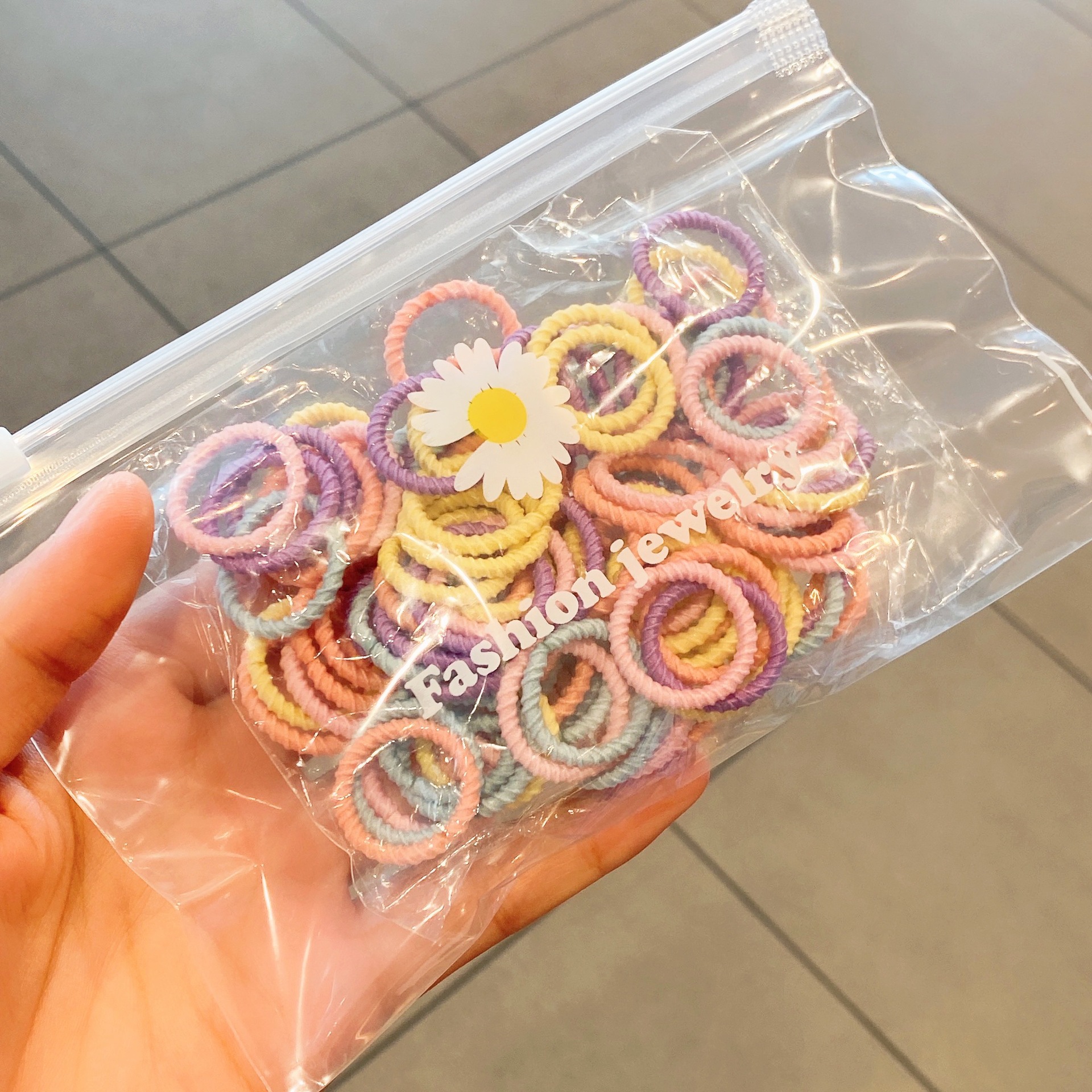Children's 100 Pieces More than Colored Hair Band Mixed Small Rubber Band Double-Layer Wave Hair Band Baby Korean Hair Accessories Head Rope