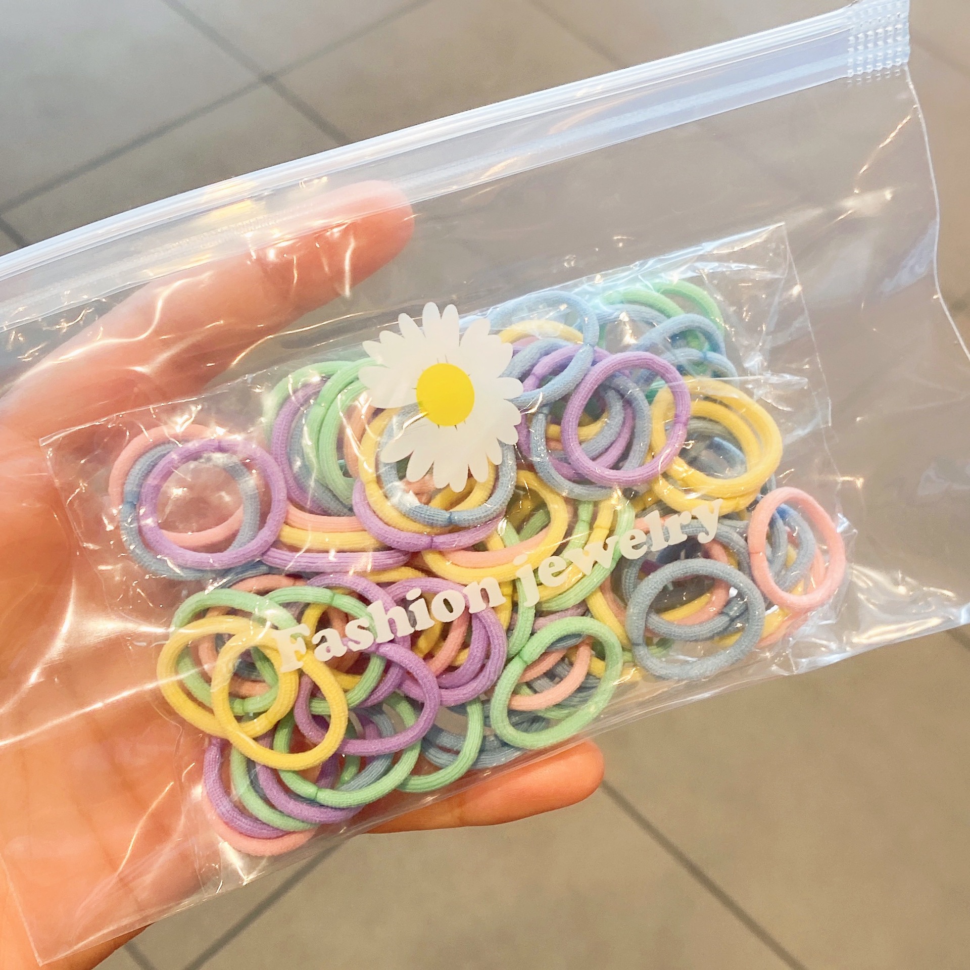 Children's 100 Pieces More than Colored Hair Band Mixed Small Rubber Band Double-Layer Wave Hair Band Baby Korean Hair Accessories Head Rope