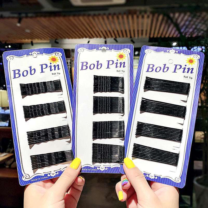 Blue Card Lacquer Black Steel Wire Hairpin Wave Hairpin Bride Invisible Hair Clip Hair Accessories Boutique Supply