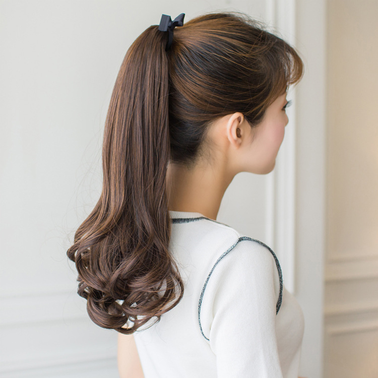 Wig Ponytail Women&#039;s Long Curly Hair Tied Pear Flower Fake Ponytail Large Wave Realistic Mid-Length Short Wig Set