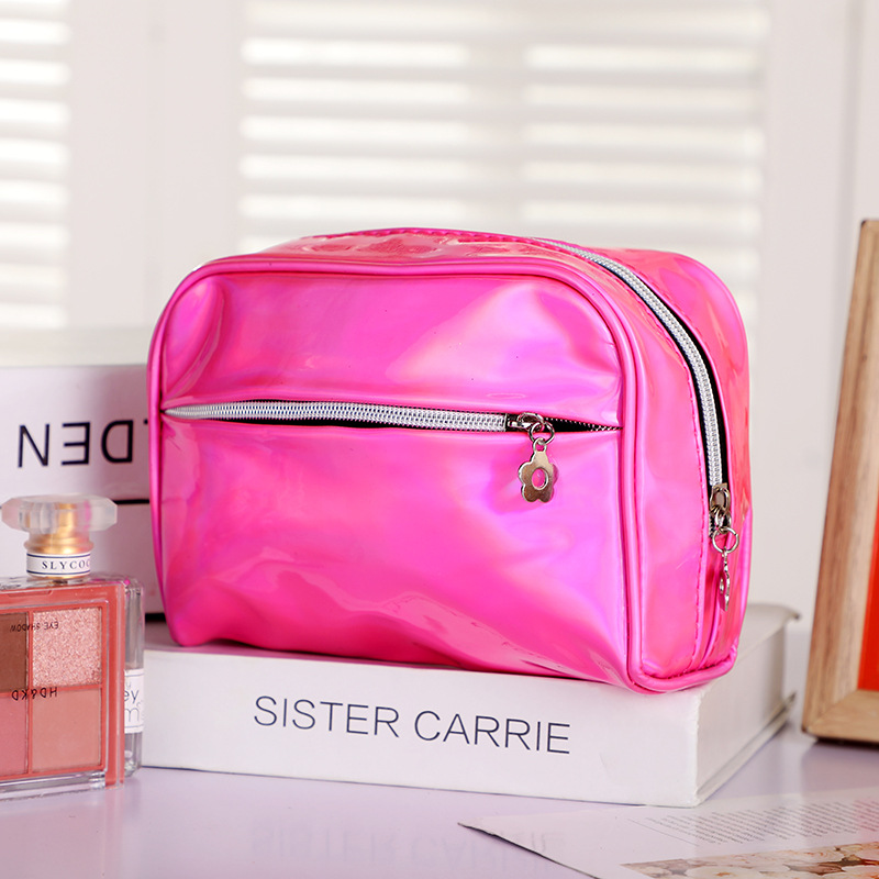 2020 New Wash Bag Small Flower Zipper Laser Waterproof Large Capacity Cosmetic Bag Women's Ins Travel Storage Bag