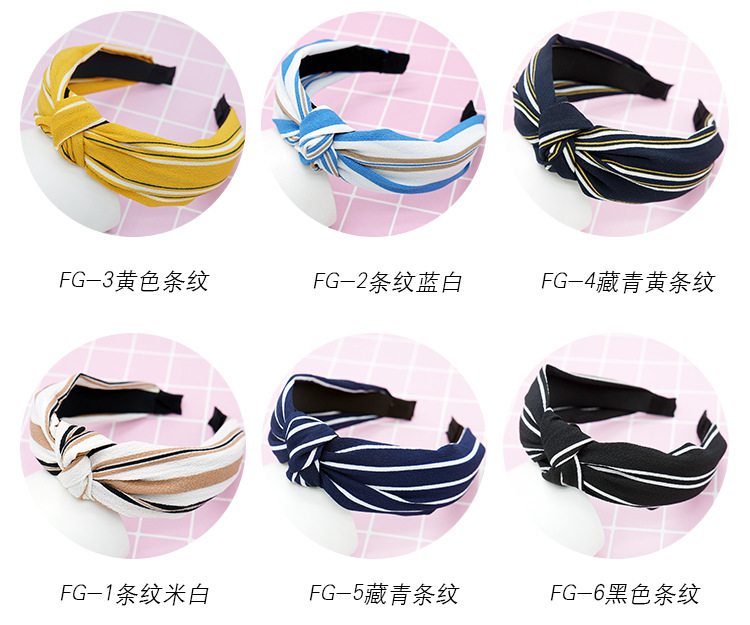 New cloth art wave point hair decoration Korean version of women's solid color cross print tie stripe wide edge bowknot hair hoops New cloth art wave point hair decoration Korean version of women's solid color cross print tie stripe wide edge bowknot hair hoops