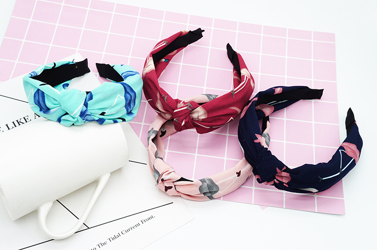 New cloth art wave point hair decoration Korean version of women's solid color cross print tie stripe wide edge bowknot hair hoops New cloth art wave point hair decoration Korean version of women's solid color cross print tie stripe wide edge bowknot hair hoops