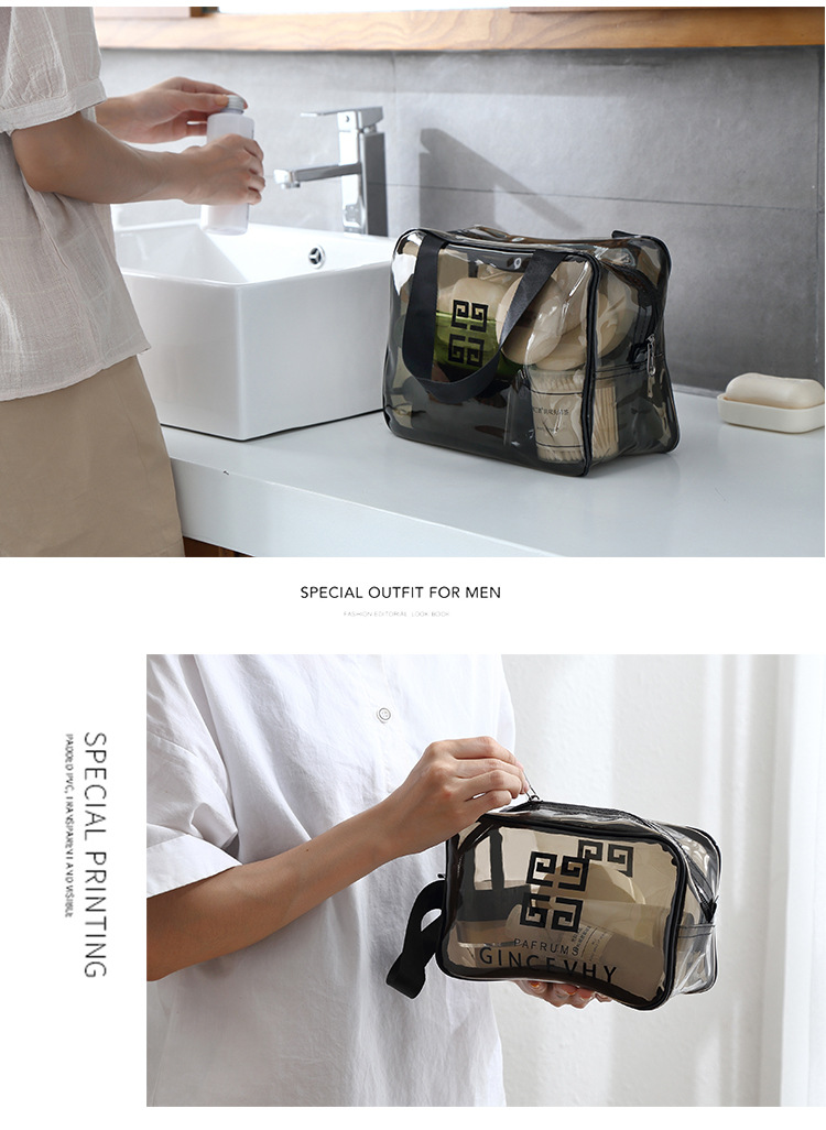 Waterproof PVC Cosmetic Bag Large Capacity Travel Storage Bag PVC Transparent Wash Bag Beach Bag