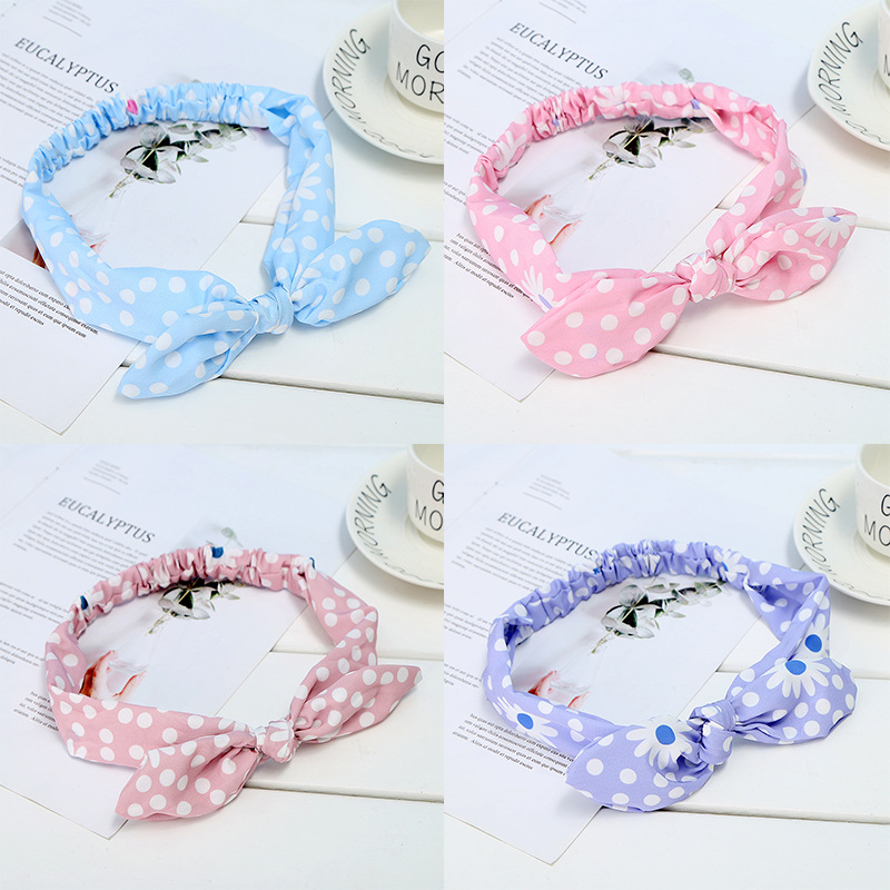 The 2018 summer new hair belt girl's headdress lovely wave point hair hoop bow-tie fabric jewelry one acting hair The 2018 summer new hair belt girl's headdress lovely wave point hair hoop bow-tie fabric jewelry one acting hair