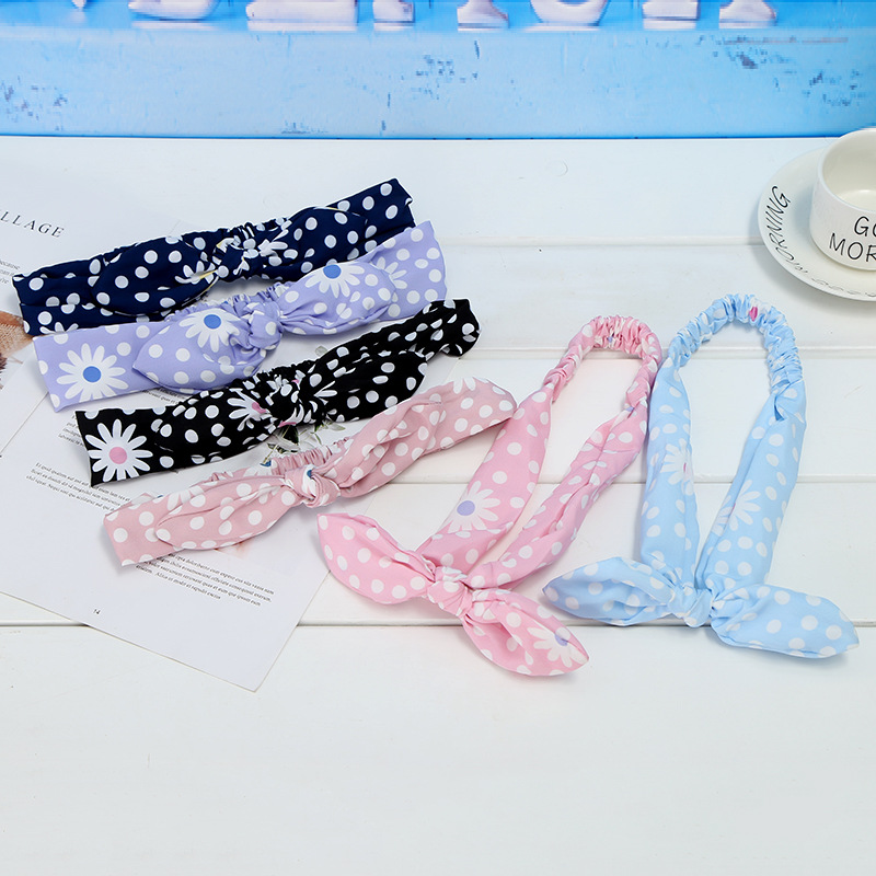 The 2018 summer new hair belt girl's headdress lovely wave point hair hoop bow-tie fabric jewelry one acting hair The 2018 summer new hair belt girl's headdress lovely wave point hair hoop bow-tie fabric jewelry one acting hair