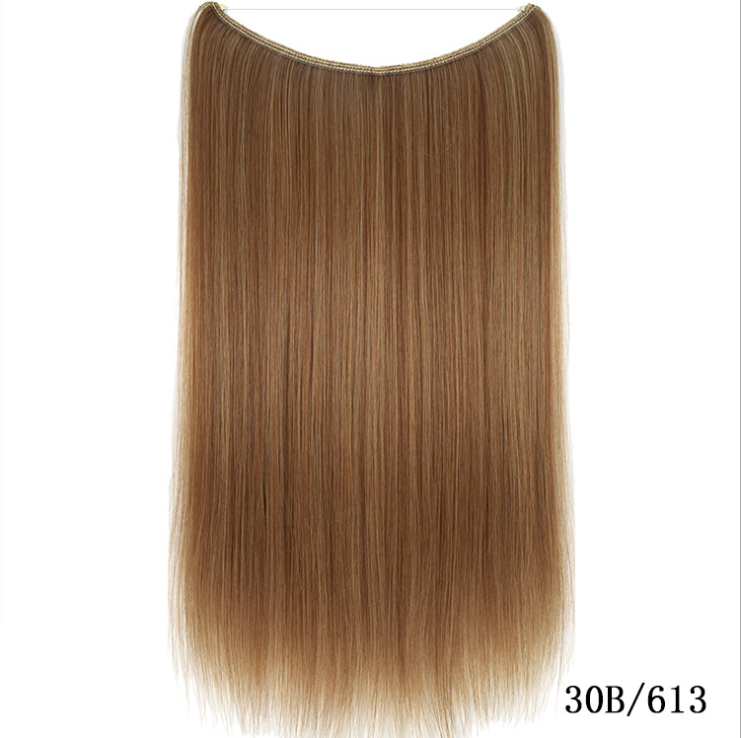 Foreign Trade Popular Style Fish Line Hair Fishing Line Hair Weft Seamless Hair Extension Europe and America Cross Border Fashion Wig Set