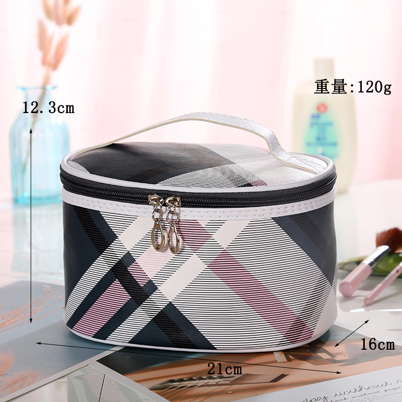 Large Capacity Plaid Simple Cosmetic Bag Amazon Waterproof Toiletries Bag Customizable Portable Travel Printing Storage Bag