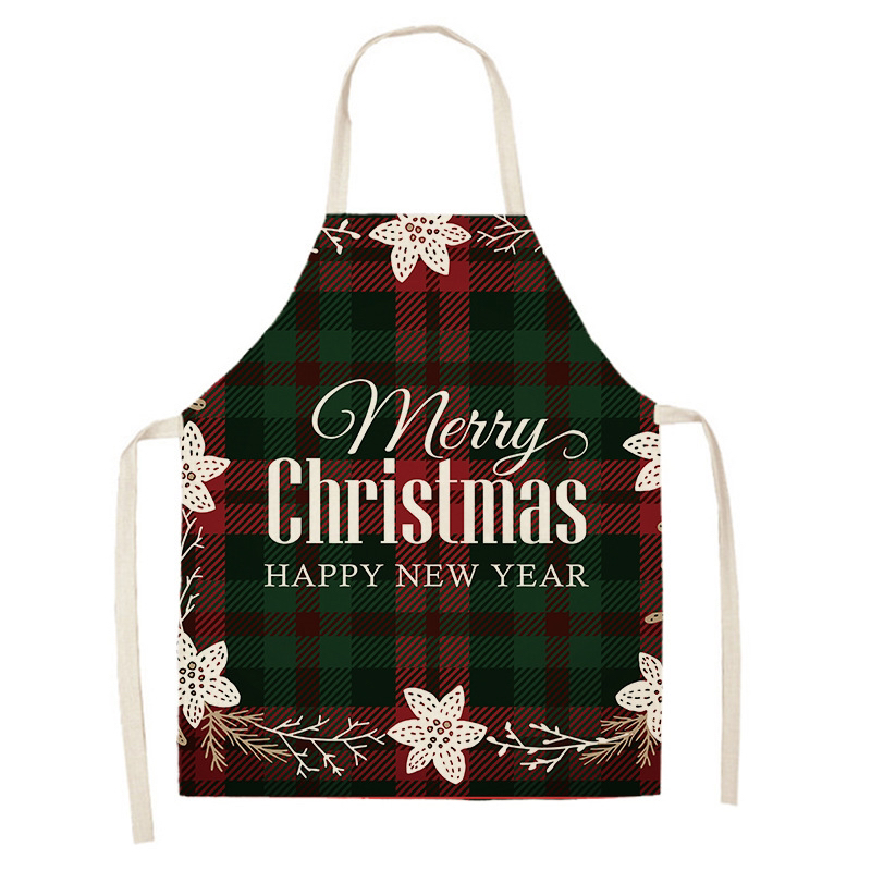 Cross-Border Hot Selling Creative Linen Apron Christmas Style Apron Household Stain-Resistant Sleeveless Apron Smock Graphic Customization H Cross-Border Hot Selling Creative Linen Apron Christmas Style Apron Household Stain-Resistant Sleeveless Apron Smock Graphic Customization H