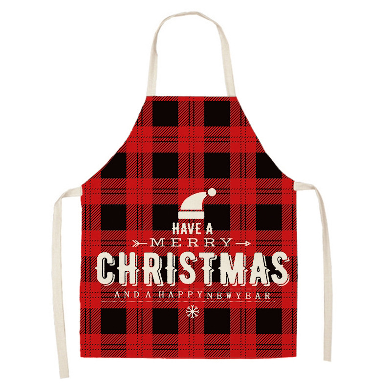 Cross-Border Hot Selling Creative Linen Apron Christmas Style Apron Household Stain-Resistant Sleeveless Apron Smock Graphic Customization H Cross-Border Hot Selling Creative Linen Apron Christmas Style Apron Household Stain-Resistant Sleeveless Apron Smock Graphic Customization H
