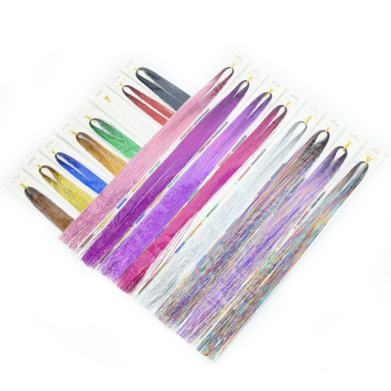 Tinsel Hair12 Color Colorful Gold and Silver Hair Extension Set Pliers Crochet Foreign Trade Colorful Laser Hair Extension