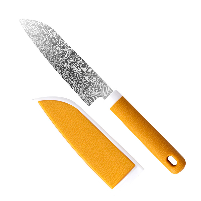 Damascus Pattern Kitchen Knife Household Stainless Steel Multifunctional Paring Knife Potato Melon and Fruit Portable Length Fruit Knife