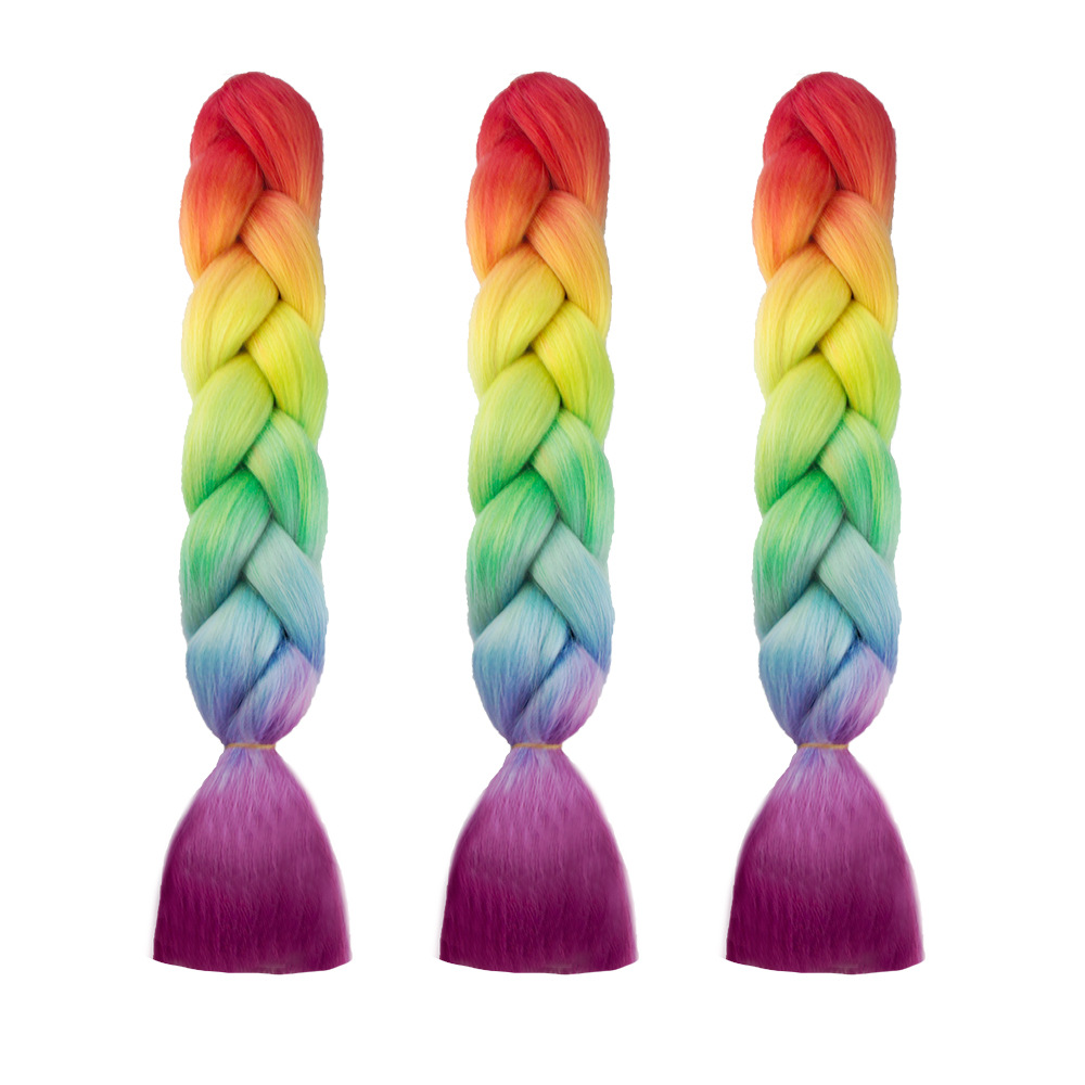 Wholesale African Braids Color Gradient Jumbo Braid Hair Temperature Silk Chemical Fiber Wig Extension Braids