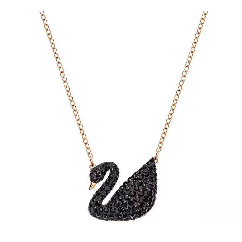Cross-Border European and American WeChat Business Live Broadcast Polo Element Necklace Bracelet Black Swan Pulsatile Heart Factory Wholesale