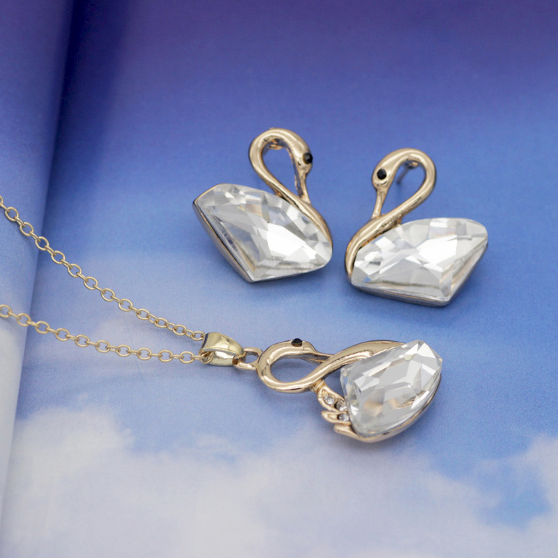 Korean Jewelry Foreign Trade Earrings and Necklace Set Little Swan Suit Korean Jewelry Foreign Trade Earrings and Necklace Set Little Swan Suit