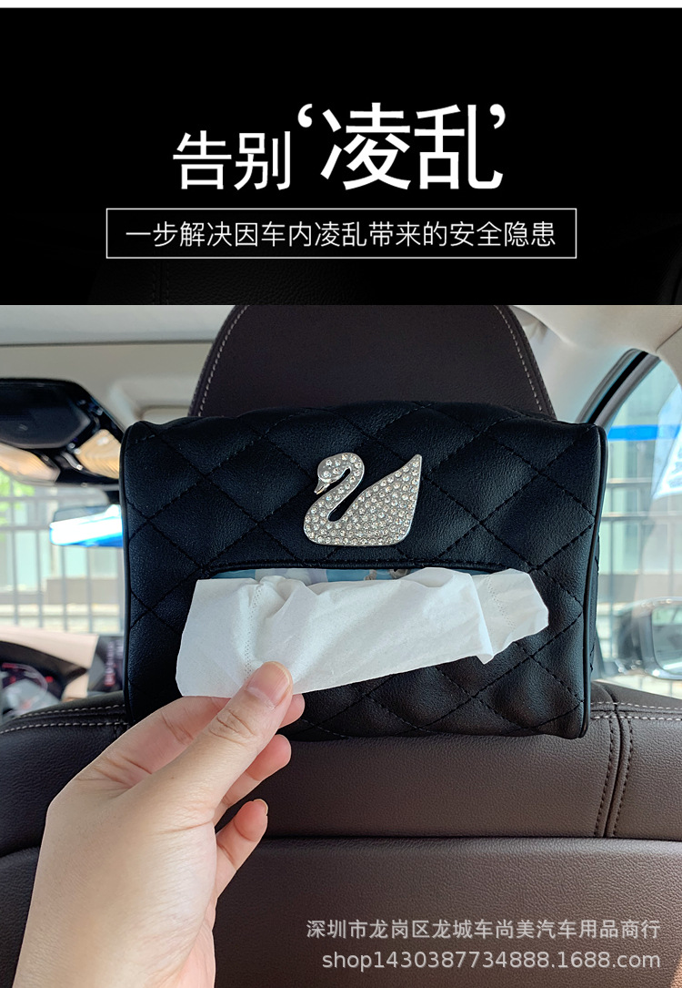 Car Tissue Box Hanging Creative Swan Car Sunshade Tissue Box Hand Box Car Chair Back Tissue Bag
