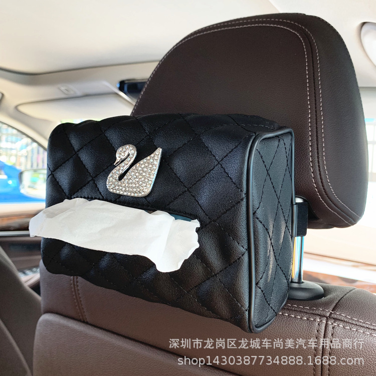 Car Tissue Box Hanging Creative Swan Car Sunshade Tissue Box Hand Box Car Chair Back Tissue Bag