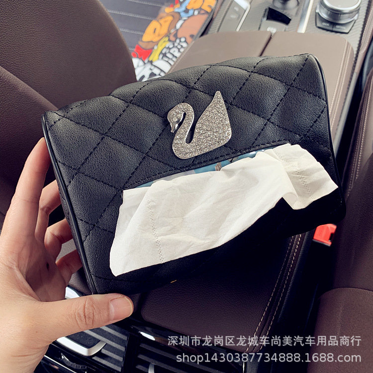 Car Tissue Box Hanging Creative Swan Car Sunshade Tissue Box Hand Box Car Chair Back Tissue Bag