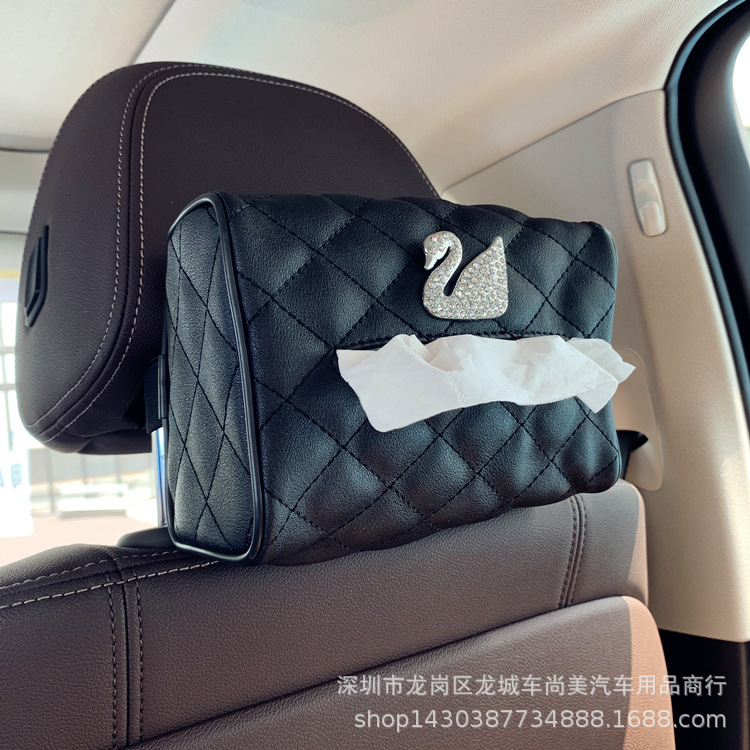 Car Tissue Box Hanging Creative Swan Car Sunshade Tissue Box Hand Box Car Chair Back Tissue Bag