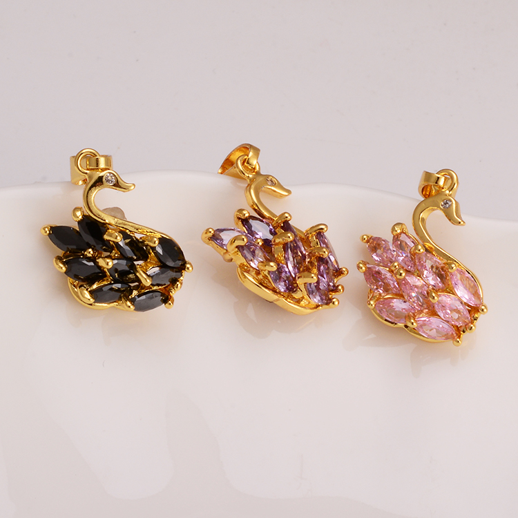 Internet Hot Pink Little Swan Jeweled Pendant Accessories Creative Zircon Micro-Inlaid Necklace Neck Accessories Factory Wholesale Internet Hot Pink Little Swan Jeweled Pendant Accessories Creative Zircon Micro-Inlaid Necklace Neck Accessories Factory Wholesale