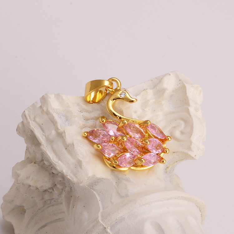 Internet Hot Pink Little Swan Jeweled Pendant Accessories Creative Zircon Micro-Inlaid Necklace Neck Accessories Factory Wholesale Internet Hot Pink Little Swan Jeweled Pendant Accessories Creative Zircon Micro-Inlaid Necklace Neck Accessories Factory Wholesale