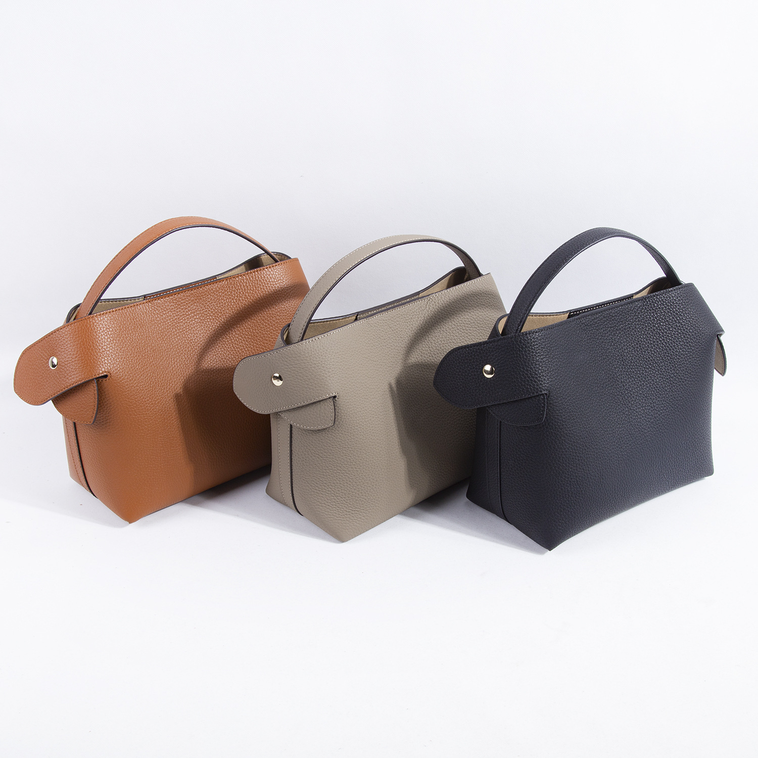 2022 Export to France Foreign Trade Niche Swan Baotou Layer Litchi Pattern Cowhide Tote Half-Handmade Commuter Women's Bag 2022 Export to France Foreign Trade Niche Swan Baotou Layer Litchi Pattern Cowhide Tote Half-Handmade Commuter Women's Bag