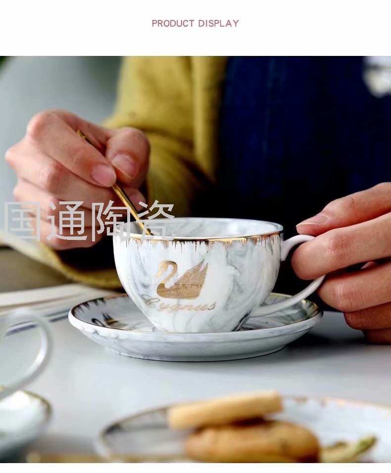 New Ceramic Glass Flower Tea Set Series Swan Pattern Coffee Set British Style Afternoon Tea Teaware