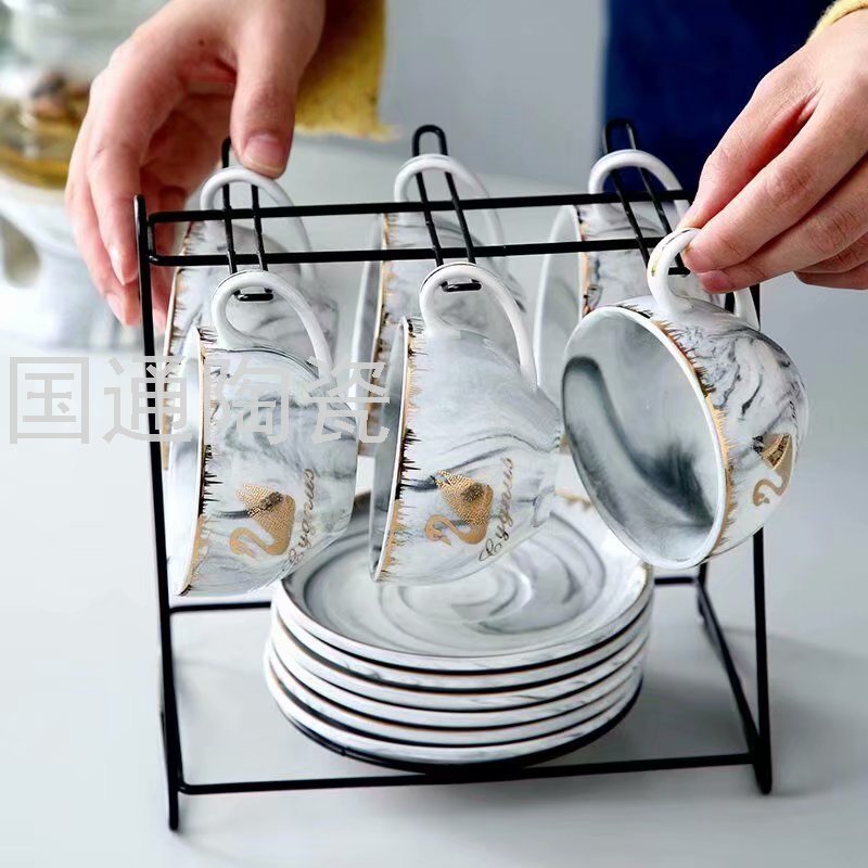 New Ceramic Glass Flower Tea Set Series Swan Pattern Coffee Set British Style Afternoon Tea Teaware
