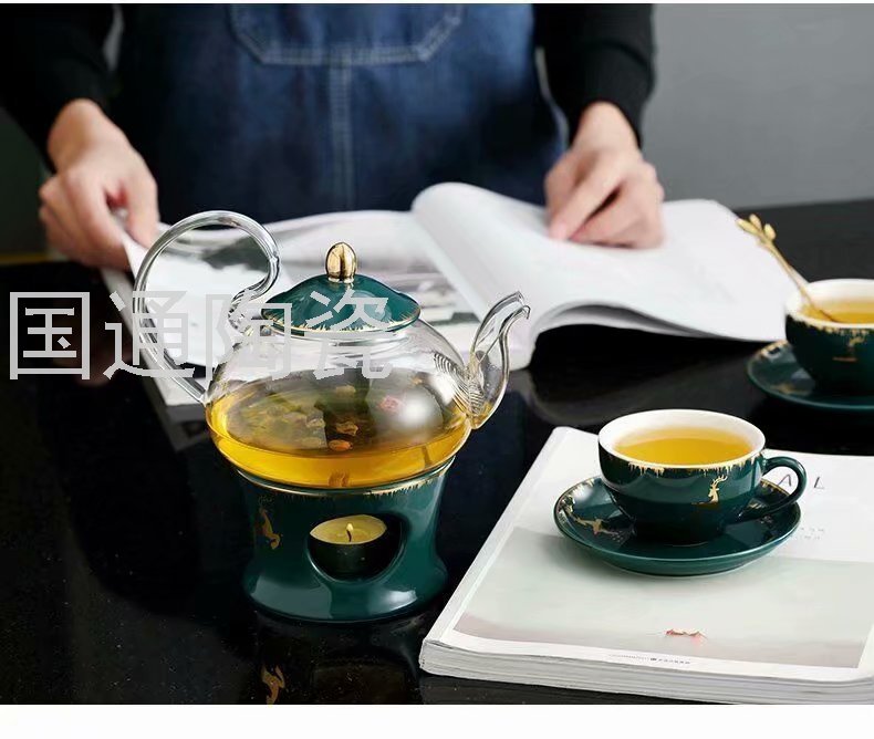 New Ceramic Glass Flower Tea Set Series Swan Pattern Coffee Set British Style Afternoon Tea Teaware