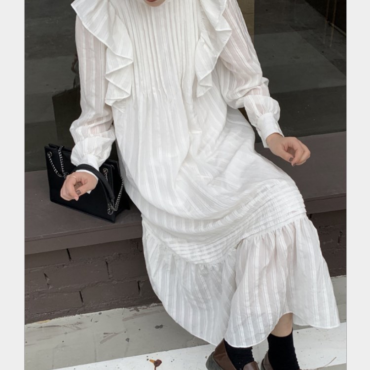 Qingqing Zhang Swan Princess Heavy Industry Retro Stringy Selvedge Dress 2021 Early Spring New Women&#039;s Clothing New Year Ancient Military Uniform