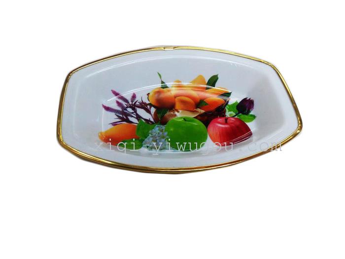 Golden wrapping paper flowers fruit plate Wide rectangle belly fruit plate RS-4647 Golden wrapping paper flowers fruit plate Wide rectangle belly fruit plate RS-4647