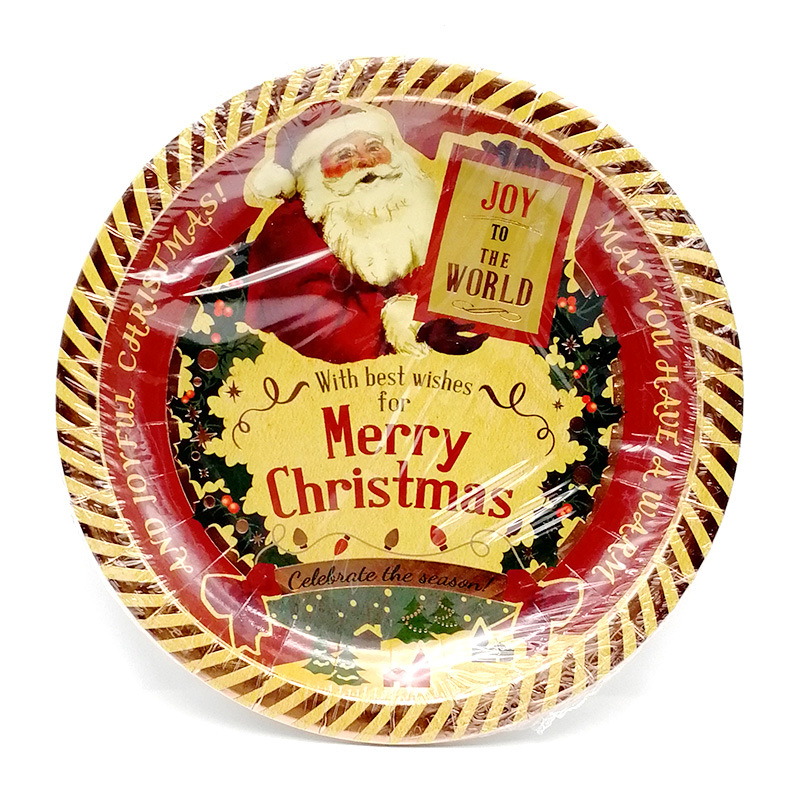 Christmas Paper Plate Disposable Paper Tray Gilding Film Cute Retro Christmas Party Supplies 6 Pieces Christmas Paper Plate Disposable Paper Tray Gilding Film Cute Retro Christmas Party Supplies 6 Pieces