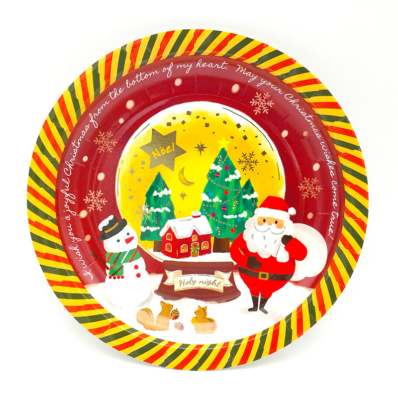 Christmas Paper Plate Disposable Paper Tray Gilding Film Cute Retro Christmas Party Supplies 6 Pieces Christmas Paper Plate Disposable Paper Tray Gilding Film Cute Retro Christmas Party Supplies 6 Pieces
