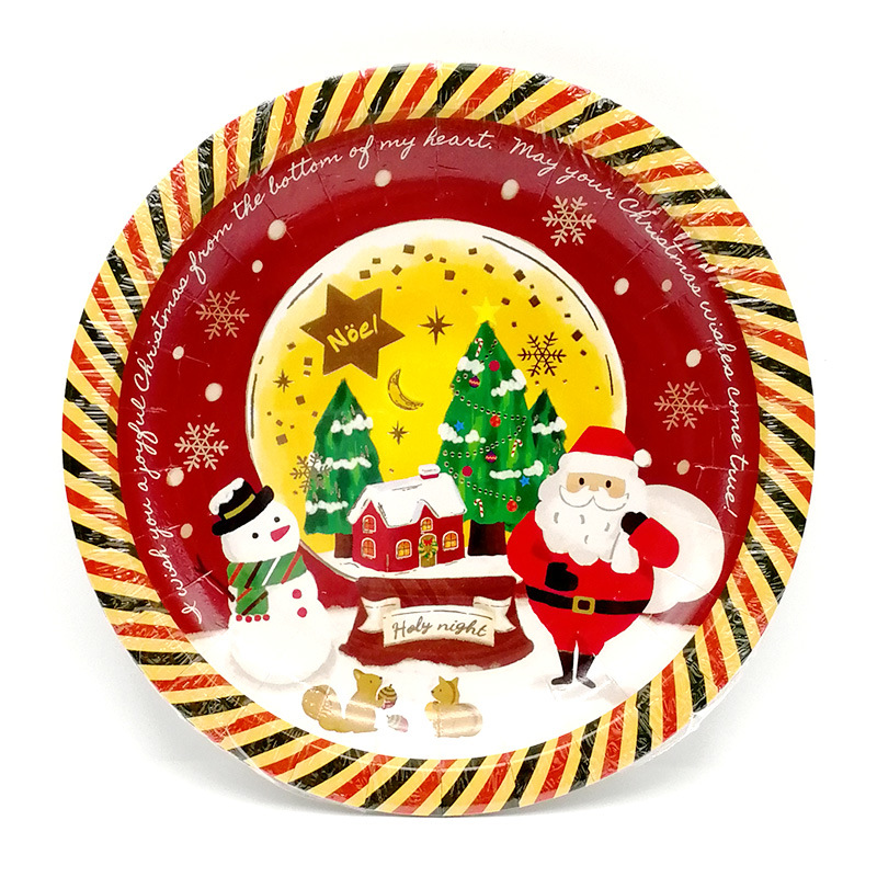 Christmas Paper Plate Disposable Paper Tray Gilding Film Cute Retro Christmas Party Supplies 6 Pieces Christmas Paper Plate Disposable Paper Tray Gilding Film Cute Retro Christmas Party Supplies 6 Pieces