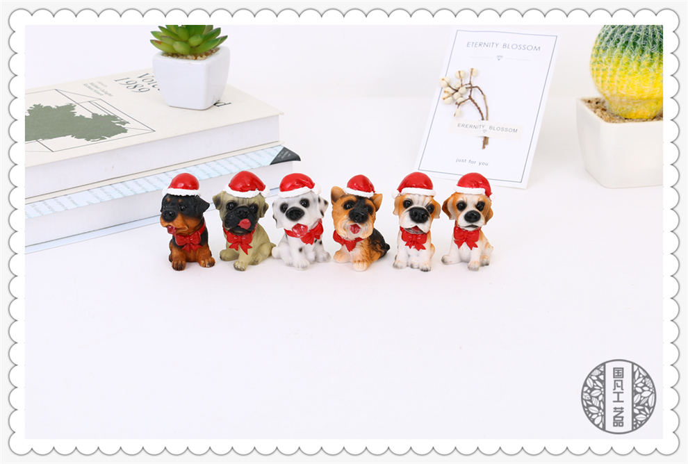 Family Decoration Ornaments Christmas Hat Dog Ornaments Table Decoration Resin Crafts Opening and Housewarming Gifts Family Decoration Ornaments Christmas Hat Dog Ornaments Table Decoration Resin Crafts Opening and Housewarming Gifts